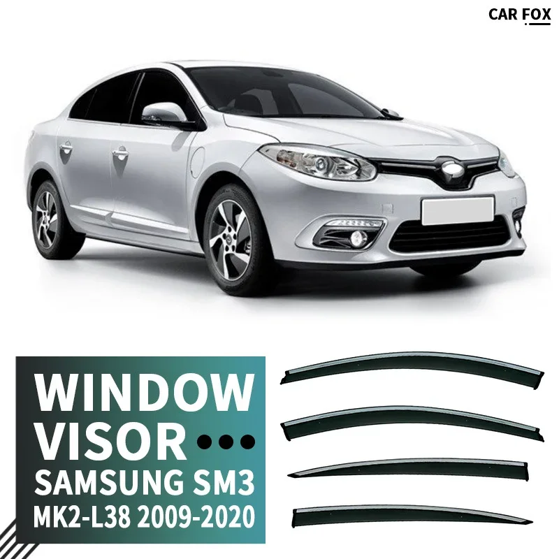 For Renault Samsung SM3 L38 2009-2020 Window Visor Vent Shades Ventvisor Wind Deflectors Visors Rain Guard Shades Visor