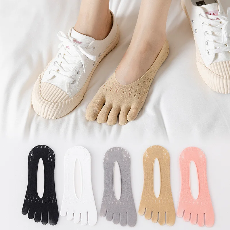 5 pairs Women Socks with Fingers Breathable Summer Ultra-thin Transparent Sock Invisible Elastic Boat Socks Comfortable Boat Sox