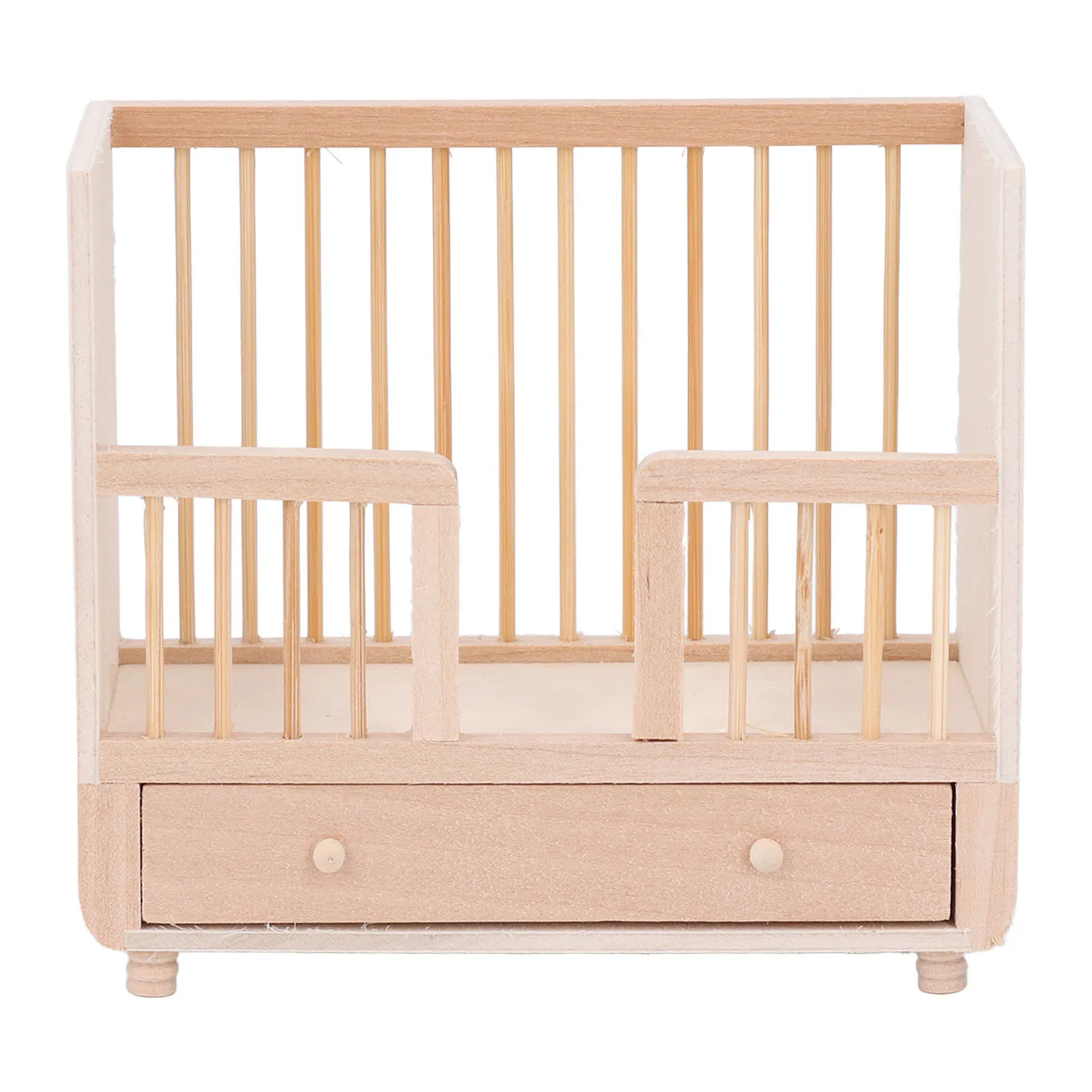 

ZK30 1: 12 Wood Doll Crib Bassinet Simulated Crib Miniature Doll House Furniture Bed for Bedroom