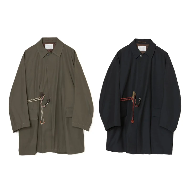 

24AW KOLOR Two Color Japanese Retro Lapel Loose Long Silhouette Trench Coat Jacket New Arrival