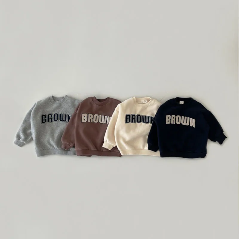 Autumn New Baby Long Sleeve Sweatshirt Fashion Children Letter Print Tops Infant Casual Pullover Cotton Boy Girl Fleece Clothes