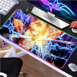 Anime Mouse Pad Kimetsu Keine Yaiba Matte Schreibtisch Rgb Teppich Gaming Matten Led Gamer Tastatur Backlit Schrank Dämon Slayer Pc zubehör