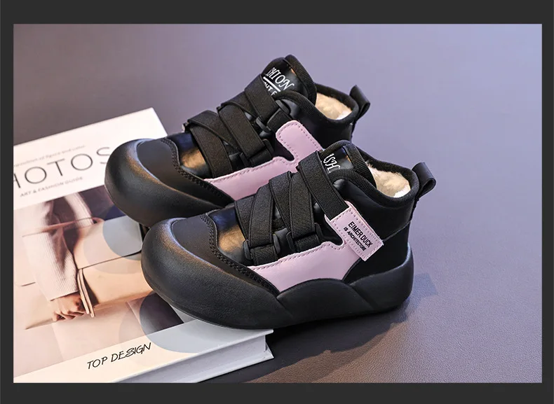 Jungen Mädchen Sportschuhe mit Fell 2026 Neue Mode Kinder Knöchelstiefel Warm für Winter Süße Schüler Kurze Stiefel Rutschfeste Weiche Sohle – Detail 17
