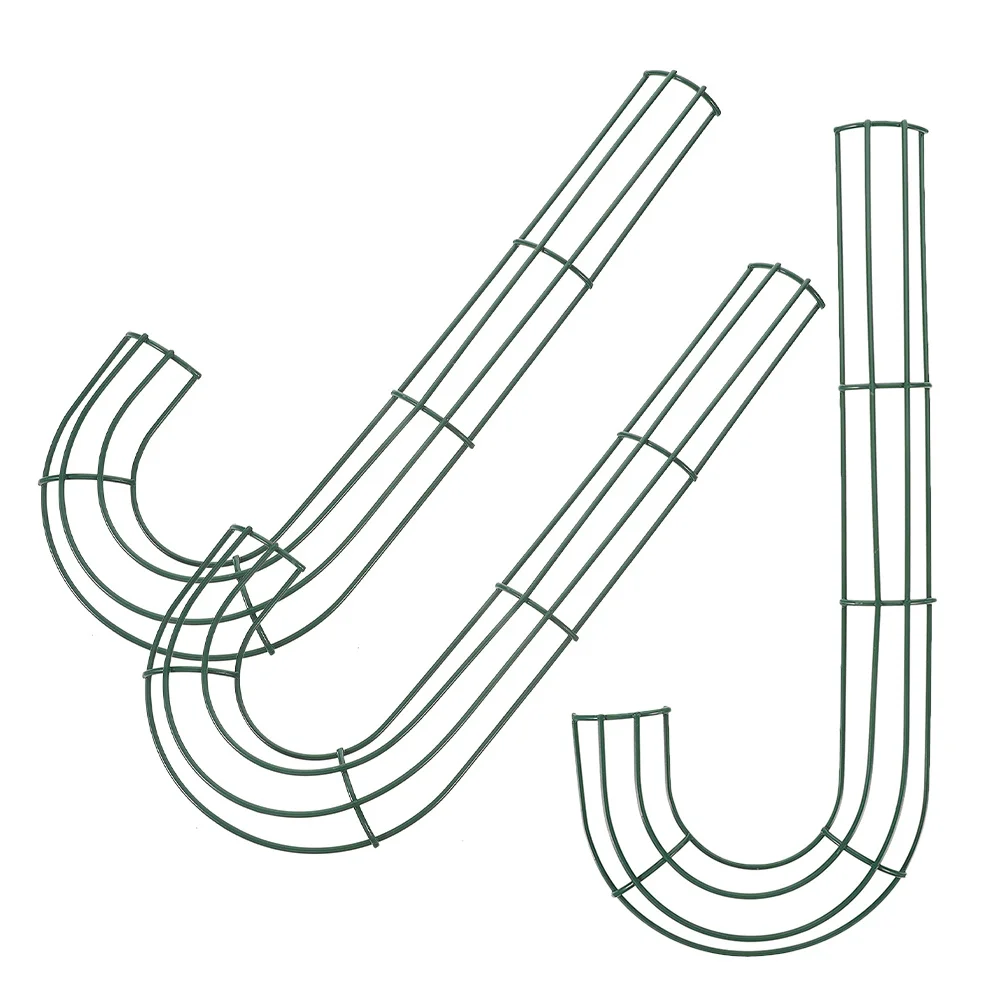 

3Pcs Candy Cane Wire Wreath Frames Iron J Shaped Metal Hoops for Christmas Floral Decoration Craft Supplies Metal Wreath