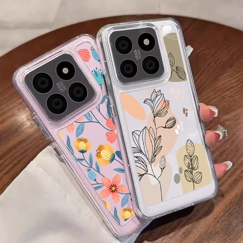 Shockproof Clear Flower Case For Xiaomi Redmi Note 13 12 11 10 Pro 4G 11s Poco X5 X6 F6 M6 Mi 11 Lite 5G NE 13T 11T Pro Funda