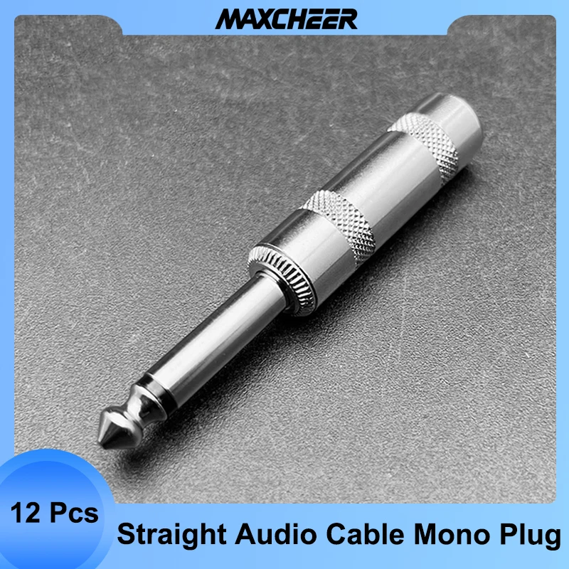 

12 шт. Прямой аудио-кабель моно 6,35 аудио 1/4 'моно-разъем прямой металлический штекер гитарный кабель штекер и эффект патч-кабель штекер