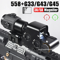 Eo**ch 558 Holographic Collimator Red Dot Sight G43/G33 3X G45 5X Magnifier Airsoft Equipments Hunting W/20mm Mount& QD Lever