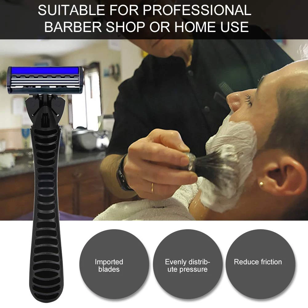 Men's Manual Shaver with 3-Layer Stainless Steel Razor Blades, Compact Shaver with Scratch Resistance, Precision Shaving
