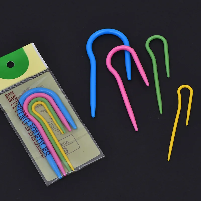 ABS Plastic U-Shape Twist Needles Large Eye Yarn Needles for Knitting Crochet Sewing DIY Craft Handicraft Tool