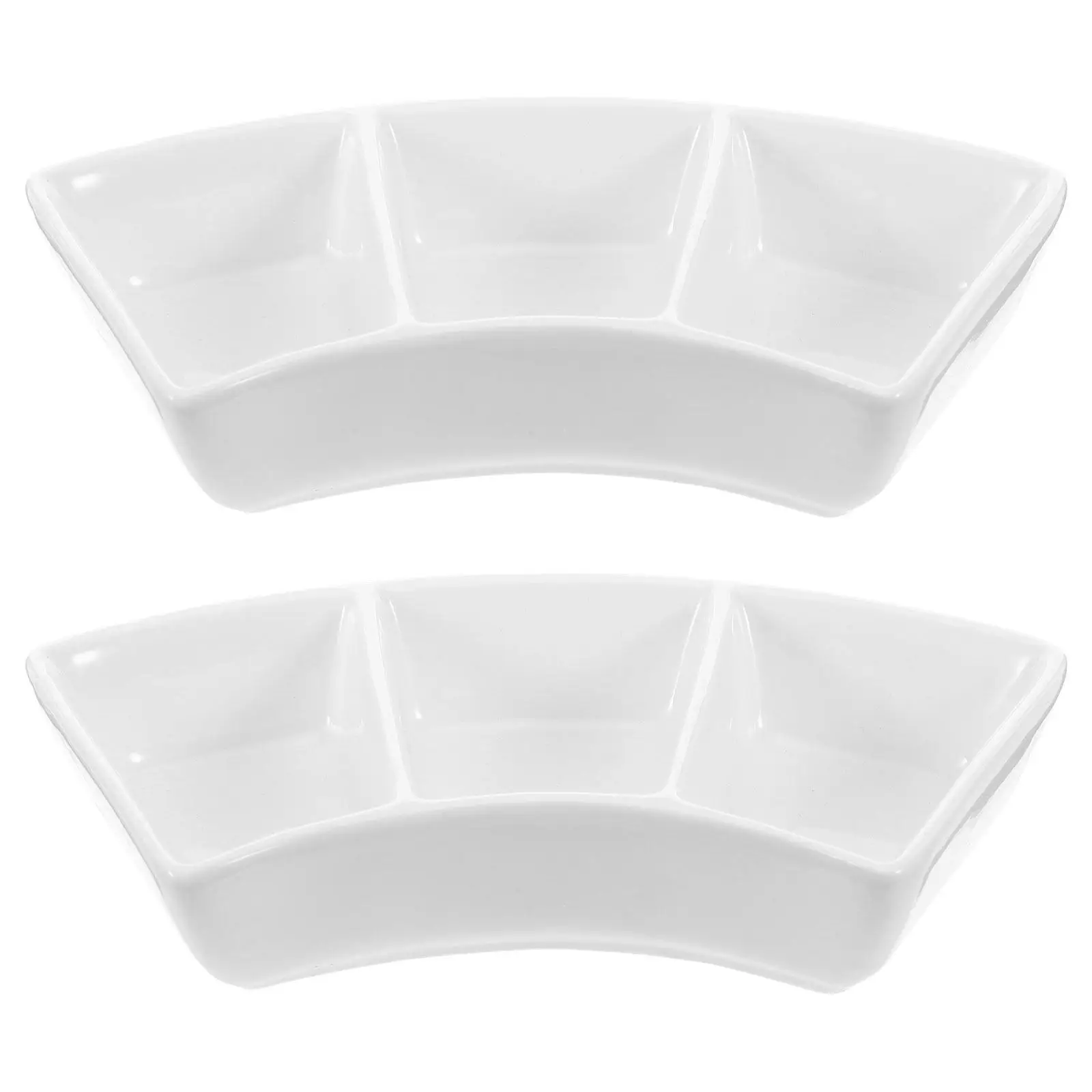 2 Tazones Pequeños de Cerámica para Salsas, 3 Oz, Bandeja de 3 Compartimentos para Servir Aperitivos, Sushi, Barbacoa, Salsas Japonesas