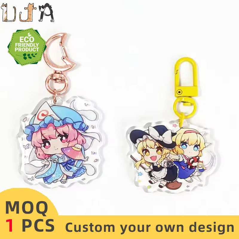 UJA CNC Diamond Cut Saftey Keychain Sets Acrylic Photo Frame Talking With Custom Voice Colored Epoxy Lanyards Keychains Charms