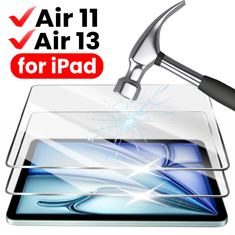 

1-2 шт. защитных стекол из закаленного стекла для iPad Air 11 дюймов, твердость 9H ​ ​ Защитные пленки HD для iPad Air 13 дюймов, устойчивые к царапинам