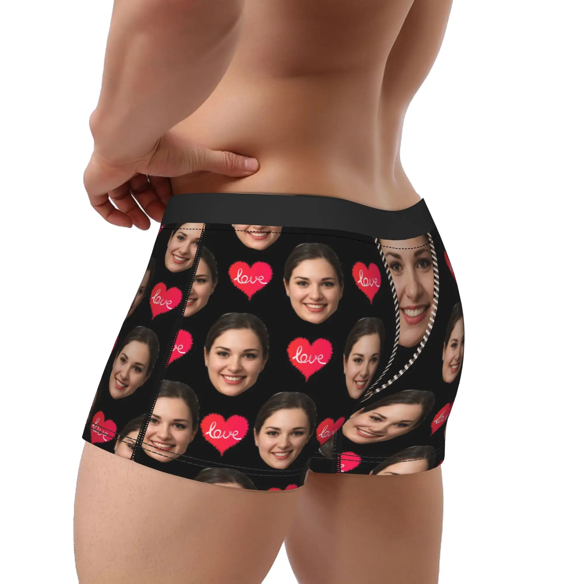 Custom Photo Underwear Funny Zipper Custom Boxer Shorts Trenky Men Underpants Breathable Shorts Briefs Gift