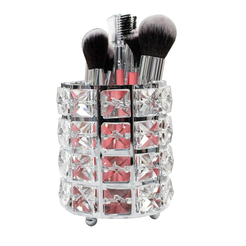 

Emivive Makeup Brush Holder Organizer Crystal Vanity Decor Bling Personalized Comb Brushes Pen Storage Box Container.