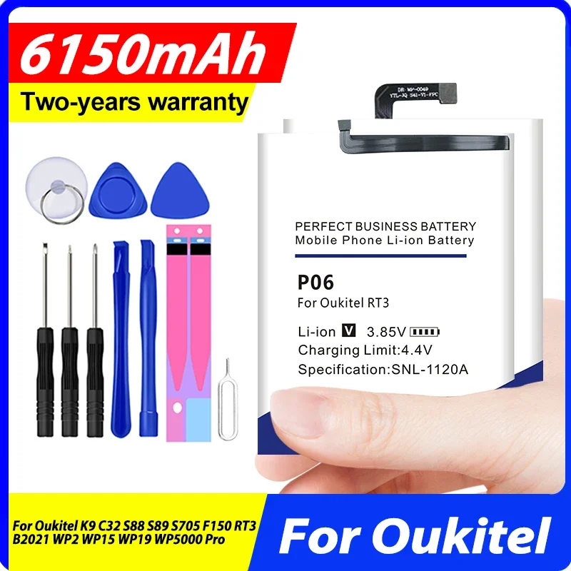 P06 S705 WP13 WP15 WP19 WP5000 S6509 KC-N8000A Battery For Oukitel K9 C32 S88 S89 S705 F150 RT3 B2021 WP2 WP15 WP19 WP5000 Pro