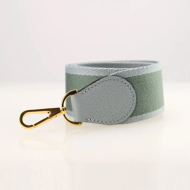 2 "breiter blauer Lin/Vert Canvas-und Togo-Leder-Schulter gurt für Marken tasche, Taschen zubehör für Damen tasche, Taschen riemen