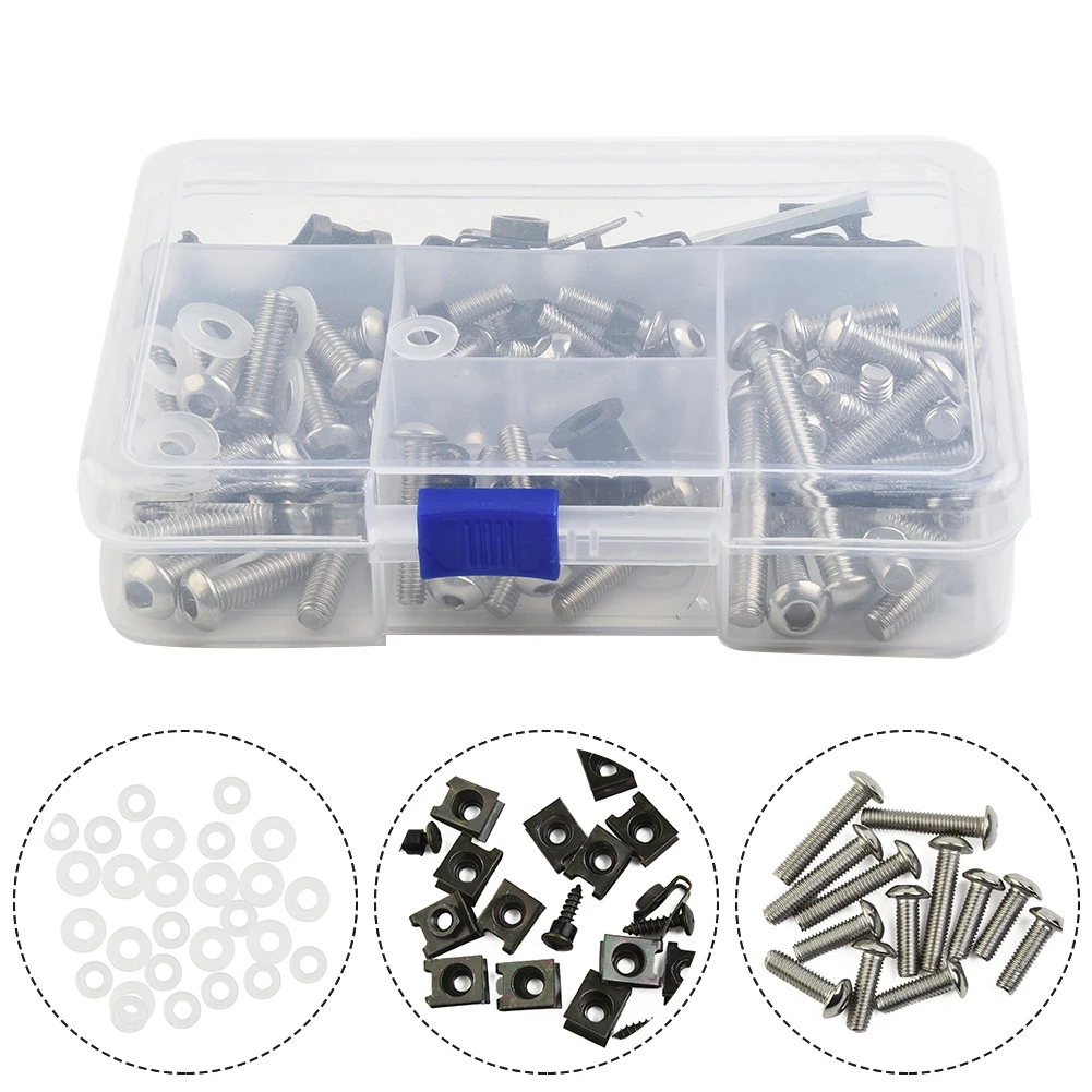 155PCS Motorcycle Fairing Bolt Kit Body Screw Accessories Socket Head Button Head Flange Bolt Windshield Fasteners Fairing Bolts