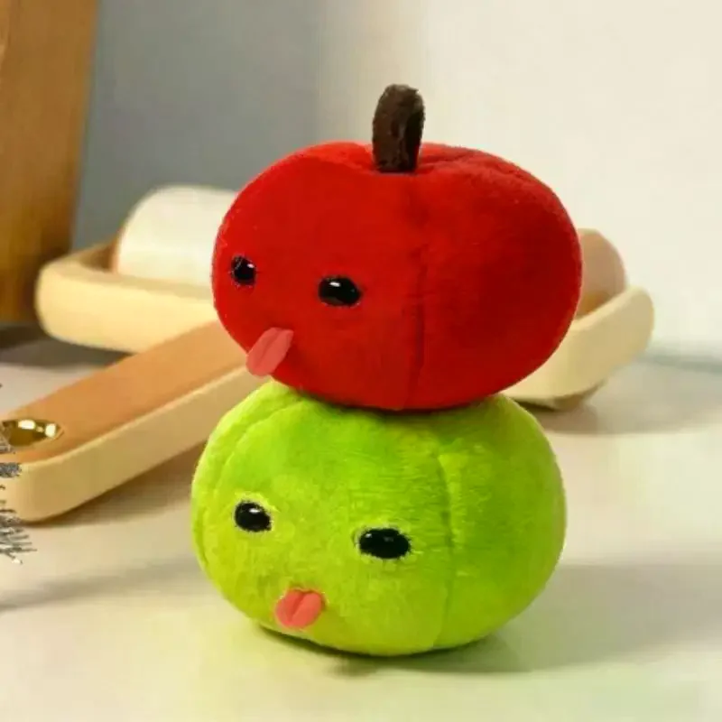 Abstract Green Plush Doll Keychain Backpack Pendant Creative Funny Fruit Keyring Accessories Friends New Year Gift