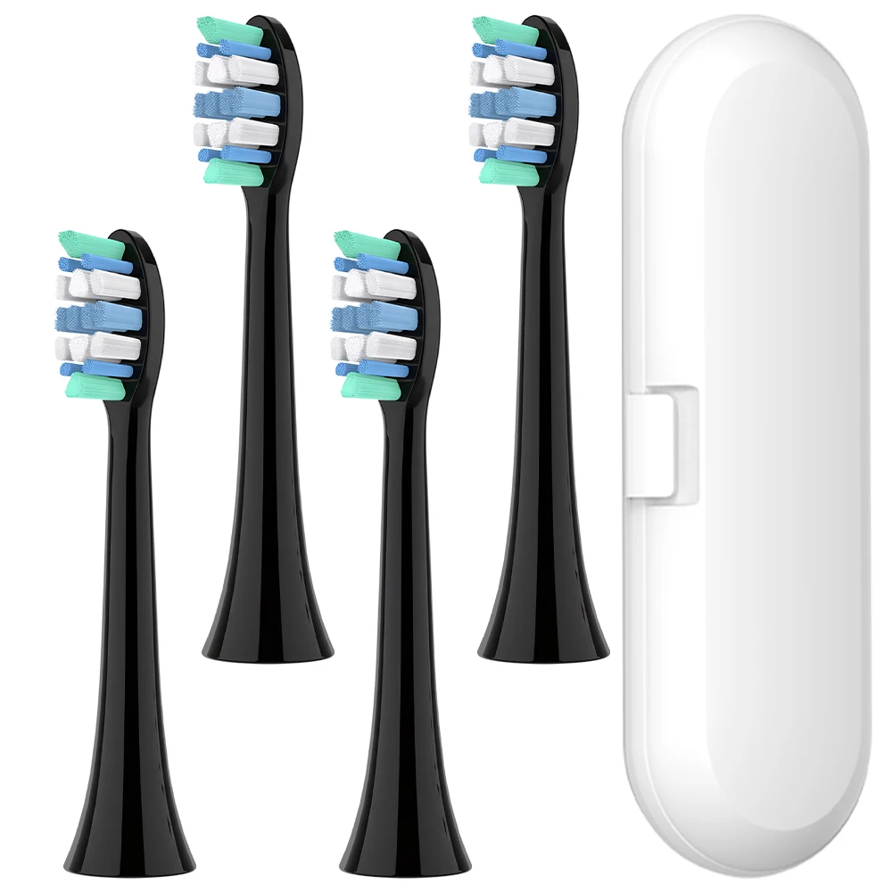 4-pack vervangende opzetborstels en tandenborstelreisdoos, compatibel met Philips Sonicare elektrische tandenborstel, voor 4100 2100 5900