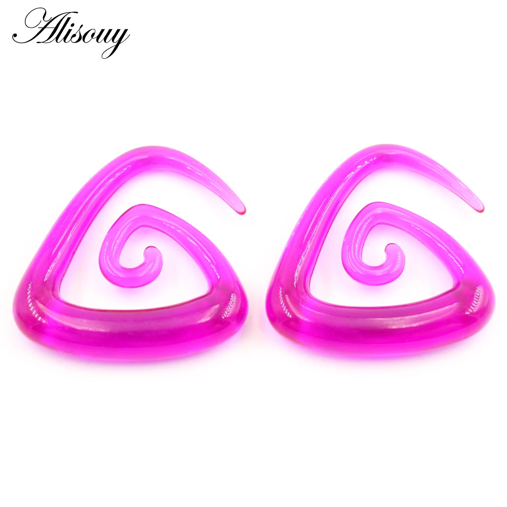 Alisouy 2pcs 1.6-10mm Irregul Triangle Acrylic Spiral Ear Tunnels Plugs Expander Stretcher Earrings Gauges Body Piercing Jewelry