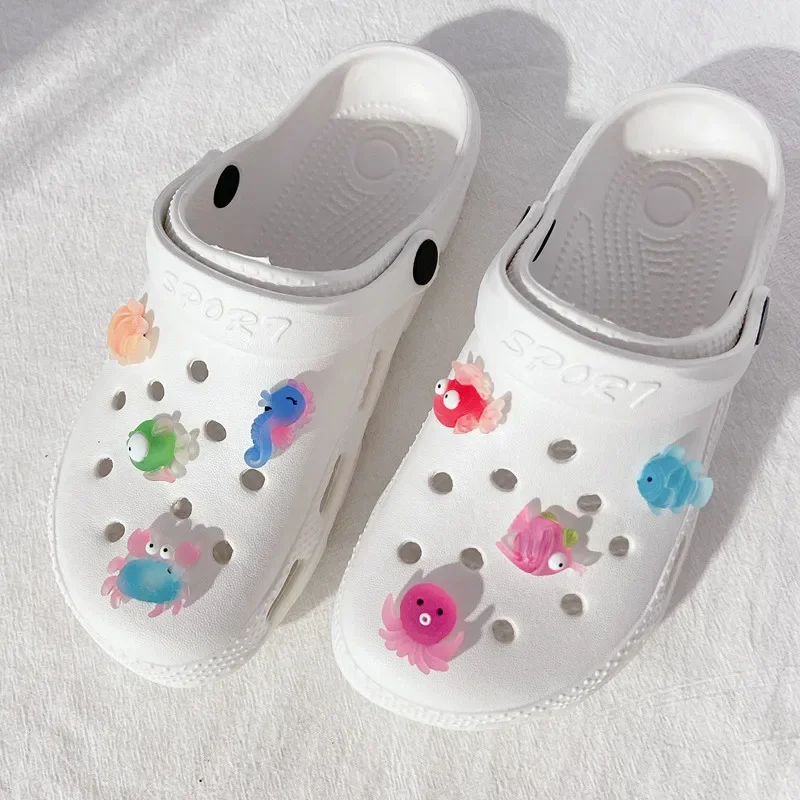 Ocean Animals DIY Accessories Beach Children Holes Shoes Decoration Cute Cartoon Shoe-buckle Sets Handmade Kids Boys Girls Gifts