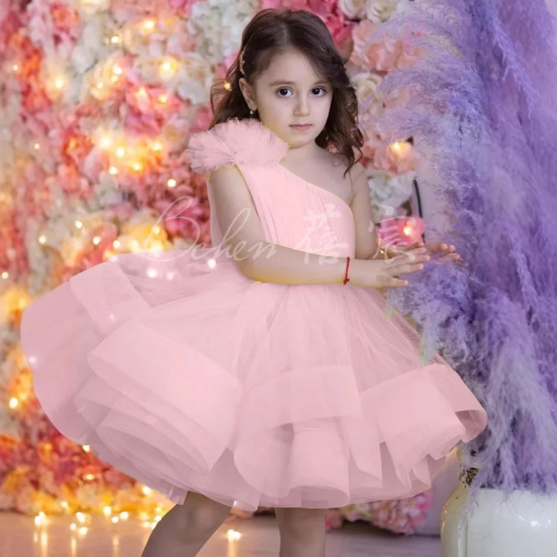 

European and American Foreign Trade2025New Style Girls' Dress Children's Birthday Mesh Puffy Princess Dress Baby Girl's First Bi
