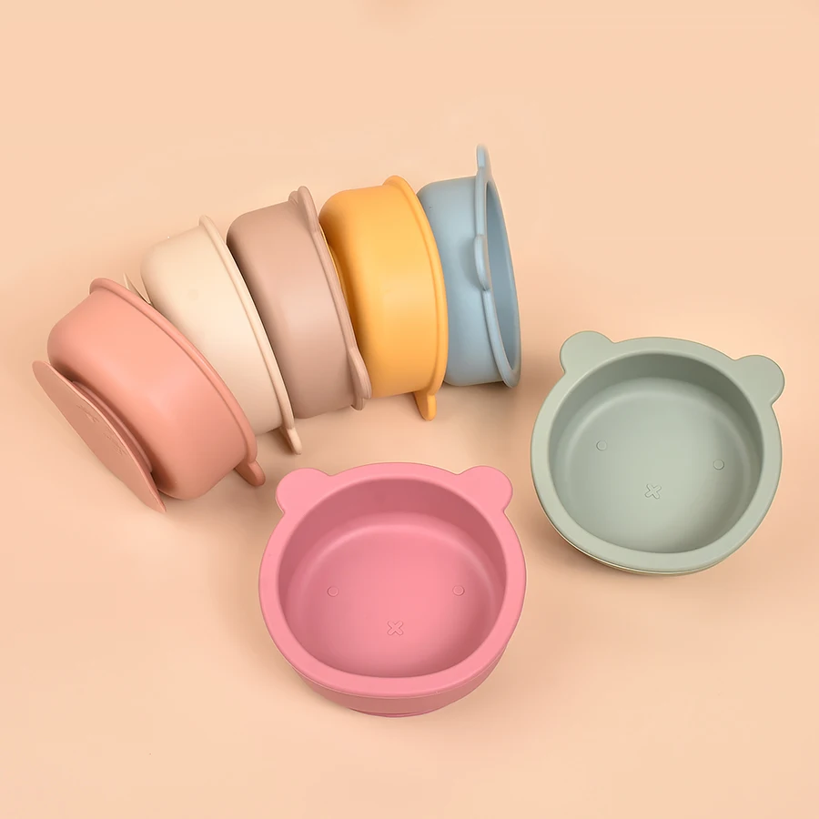 

1PC Silicone Baby Tableware Suction Dinner Set Eating Training Baby Stuff Cartoon Cute Bear Shape Bowl Toddler Tableware