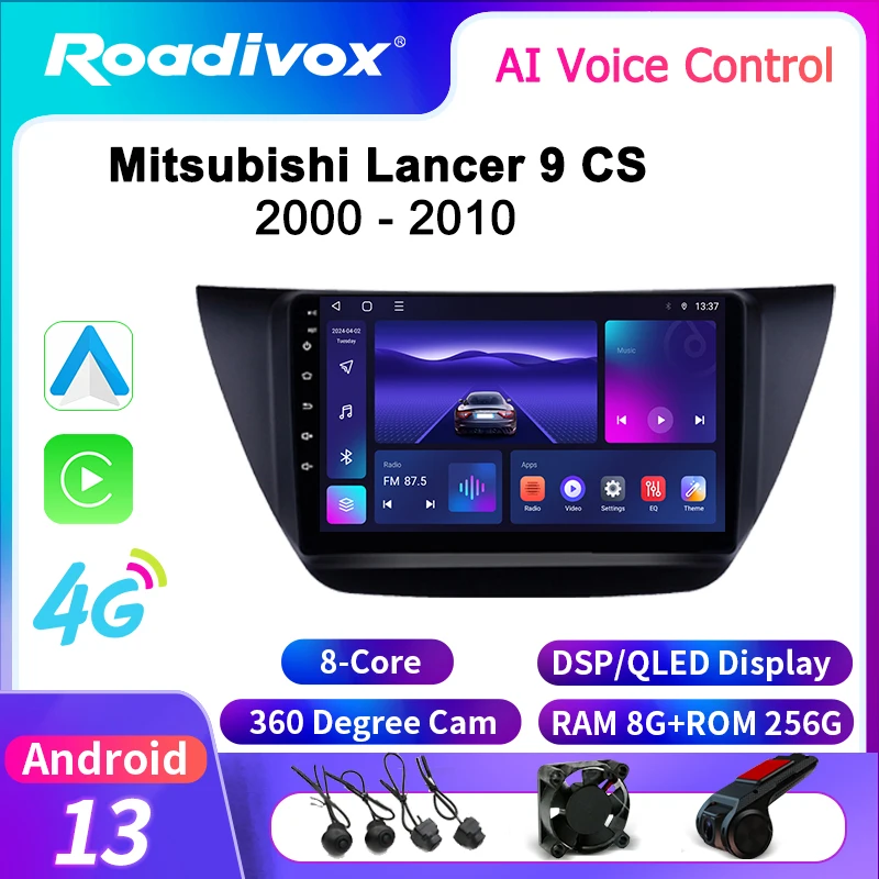 

roadivox Android car radio for Mitsubishi Lancer 9 CS 2000 2010 GPS Navigation video Multimedia Player tape recorder carplay