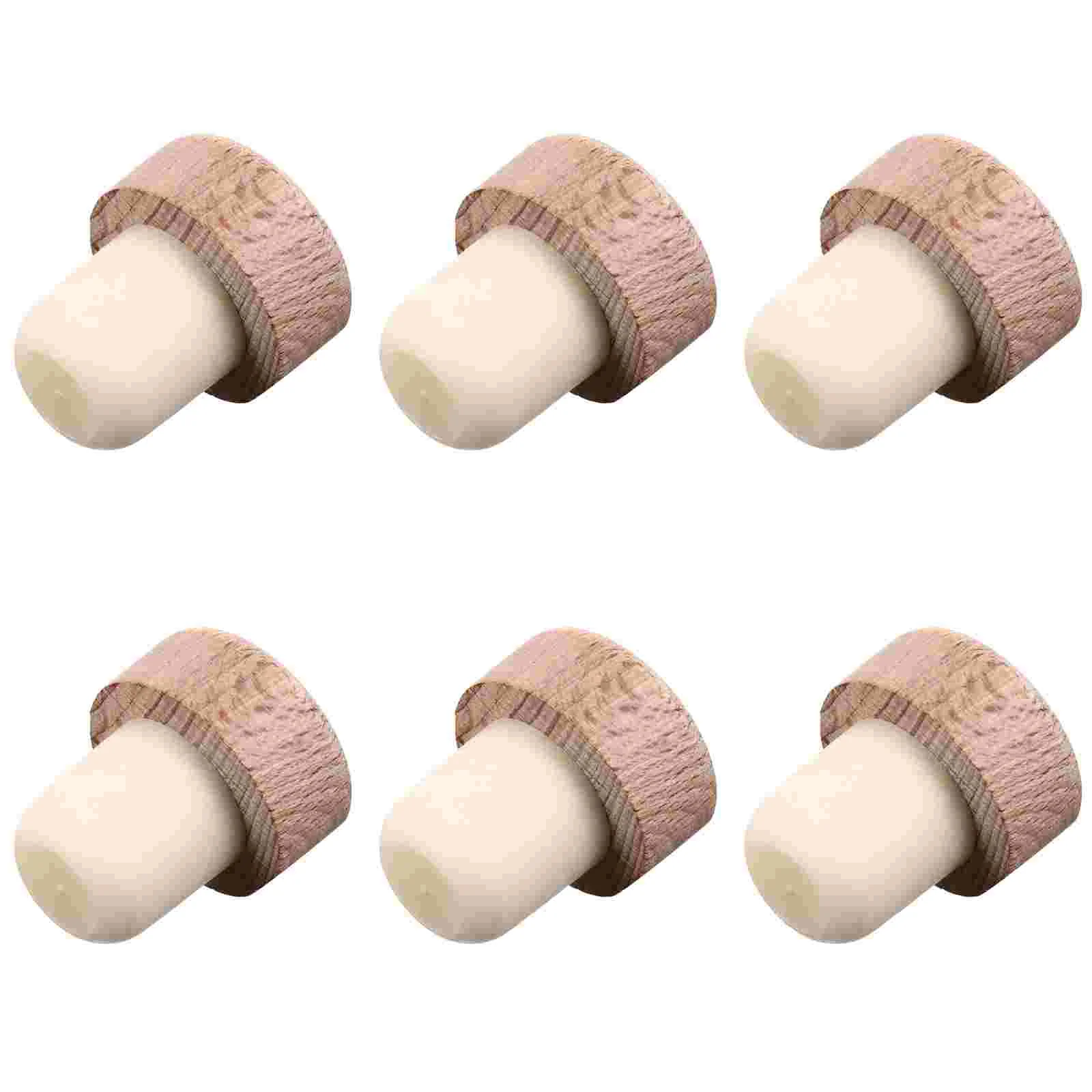 

6 Pcs Cork Stoppers Vacuum Reusable Pourer Beer Bottles Wooden Plug Sealing Conical