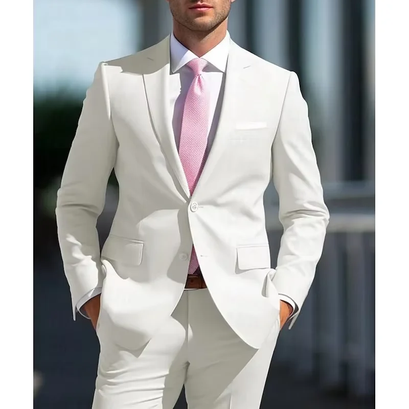 

Customzied Solid Color Men's Suits Elegant Wedding Single Breasted Notch Lapel Slim Fit 2 Piece Jacket Pants Chic Costume Homme