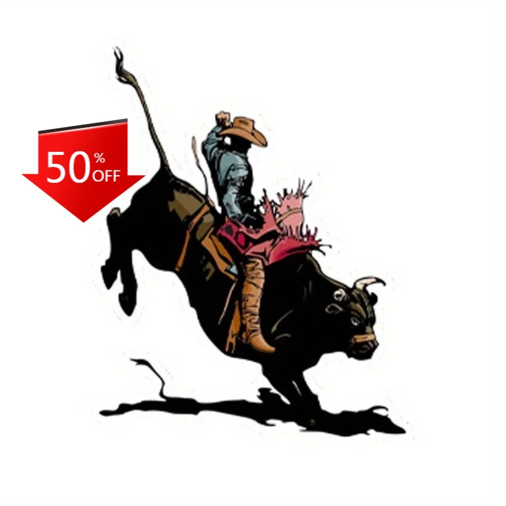 

Just Colorful Cowboy Riding Vintage Car Laptop Window Bumper Waterproof Vinyl Decal Decoration Funny Vintage Unique Retro
