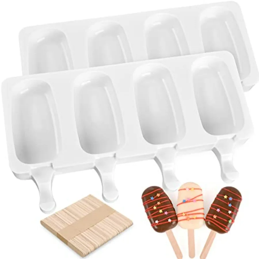 

Popsicle Silicone Molds Set, 2 PCS Ice Cream Molds with 50 Wooden Sticks for Cake Pop, Ice Pop, Cakesicles, Standard Size/ …