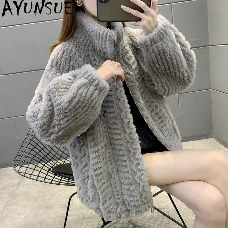 AYUNSUE Real Wool Coat Women Clothes 2025 Winter Jacket Fashion Sheep Shearling Coats Woman Composite Fur New in Outerwears