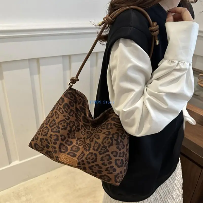 

D0UD Leopard Print Shoulder Bag Fashion Underarm Bag Handbag Comfortable Slouchy Bag