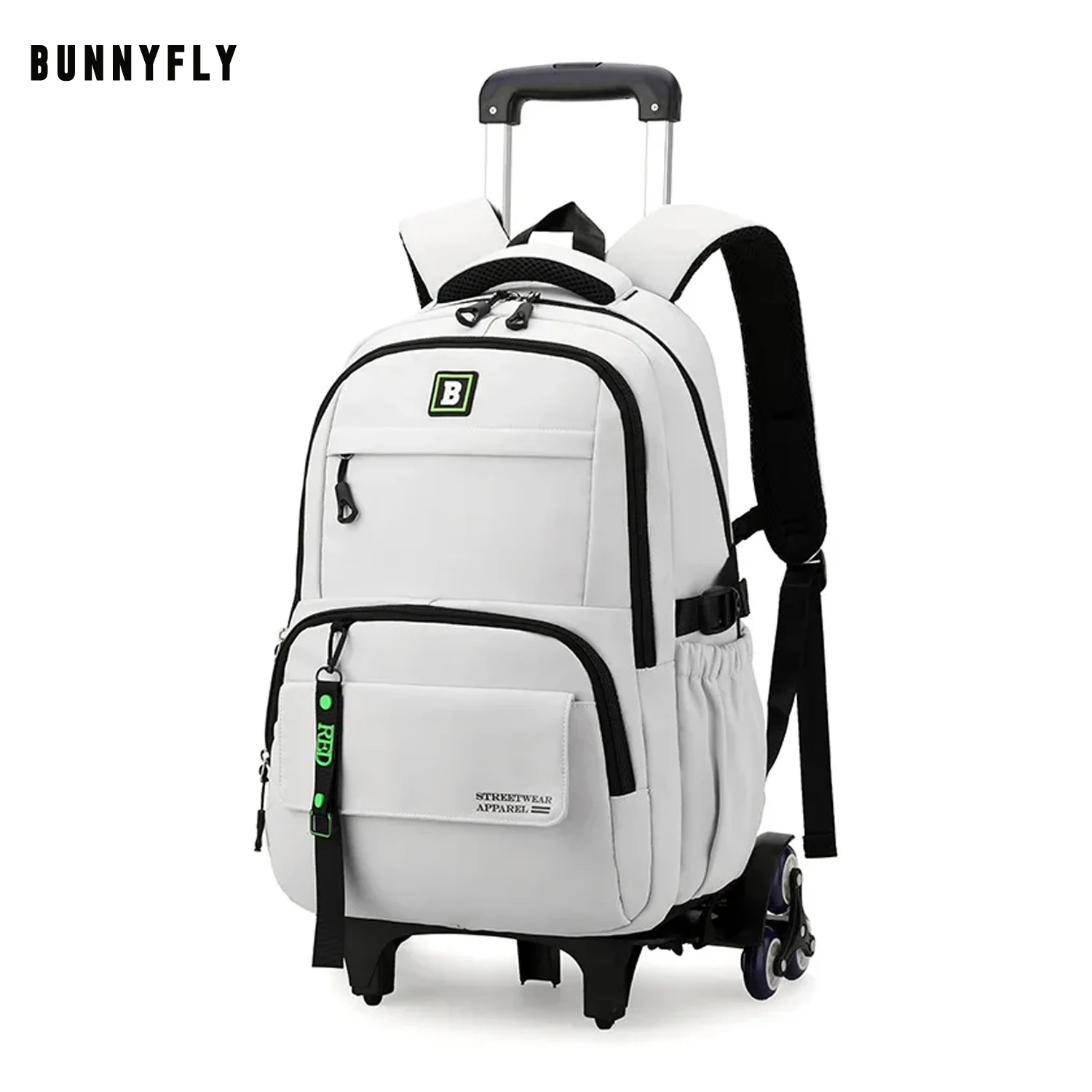 BunnyFly School Bag with Wheels Rolling Backpack for Boy Kids Student Wheeled Backpack Trolley School Bag Travel Trolley Bag