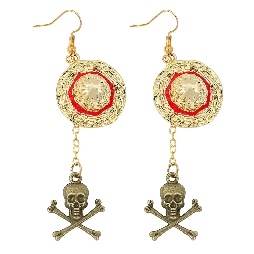 Anime Luffy Hat Earrings, Unisex Cosplay Accessories