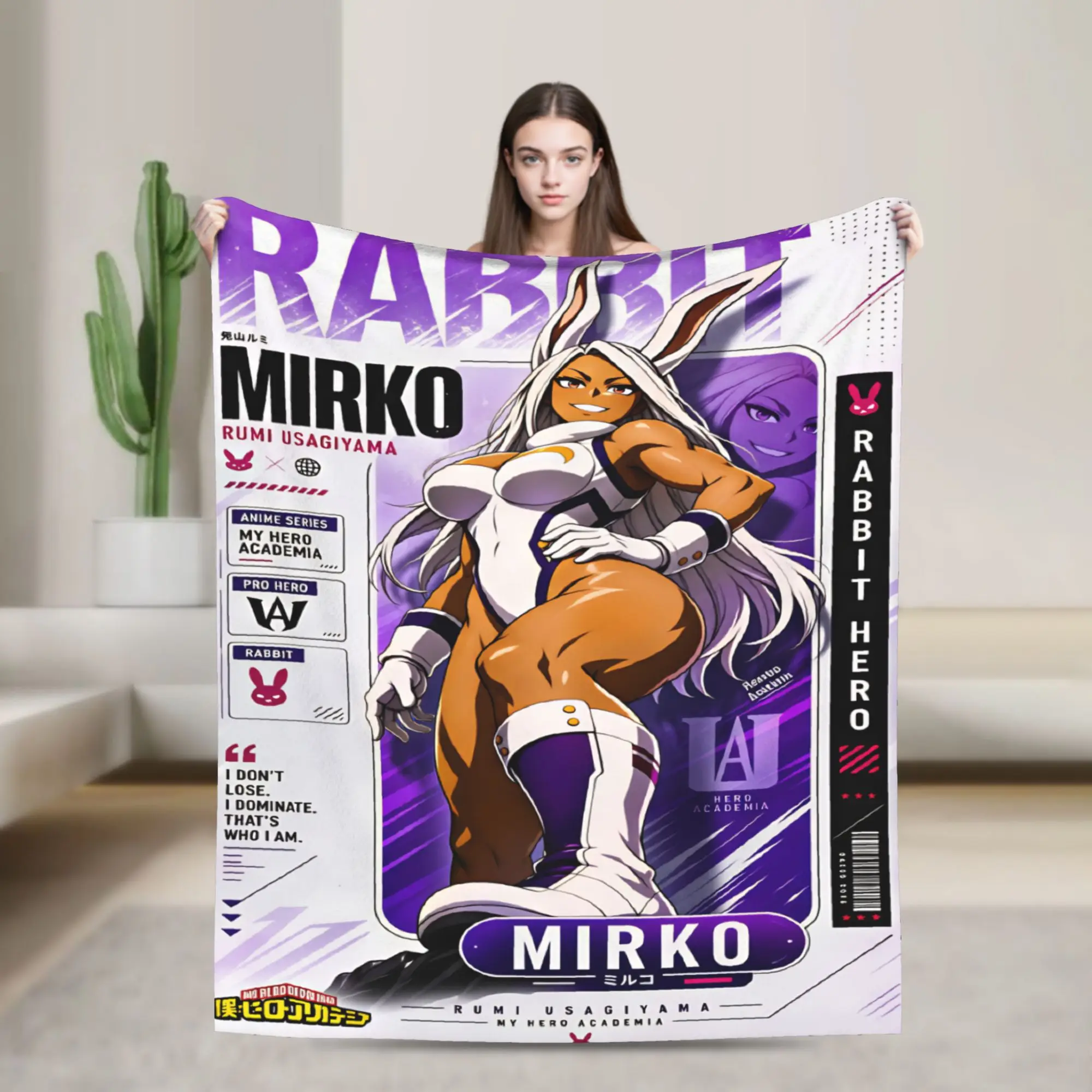 Rabbit Hero Mirko  Blankets  Travel Office Flannel Throw Blanket For Couch Bed Warm Custom DIY Quality Bedspread Gift Idea