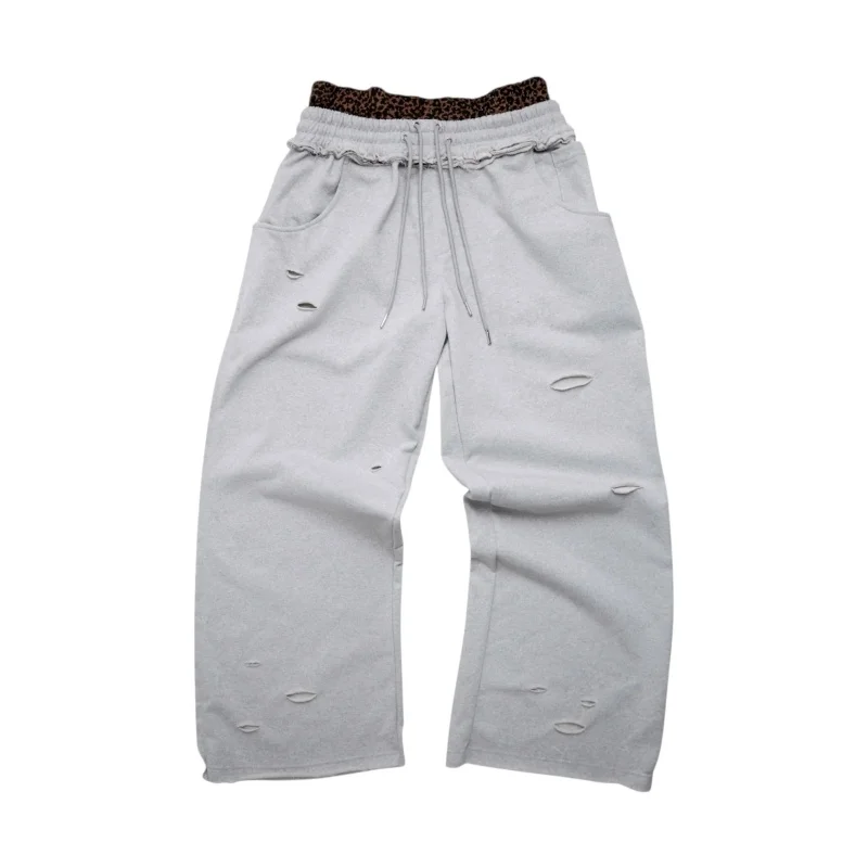 

2025 европейская и американская уличная мода, стиль пирсинга, два модных повседневных брюк в стиле Харадзюку с леопардовым узором в стиле ретро