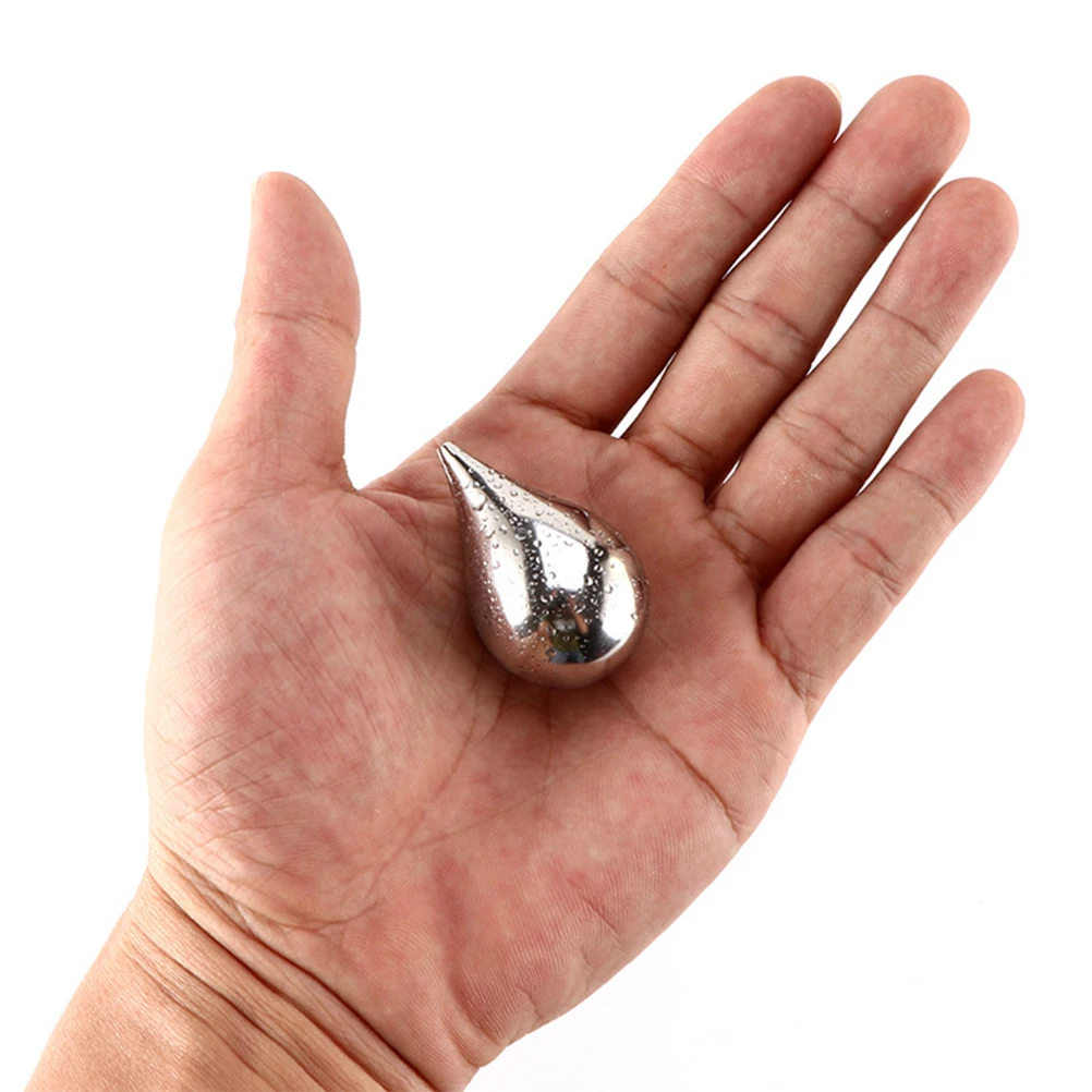 

6PCS Stainless Steel Ice Stones Non-Diluting Water Drop Shape for Drinks Whiskey Vodka Bar Tools