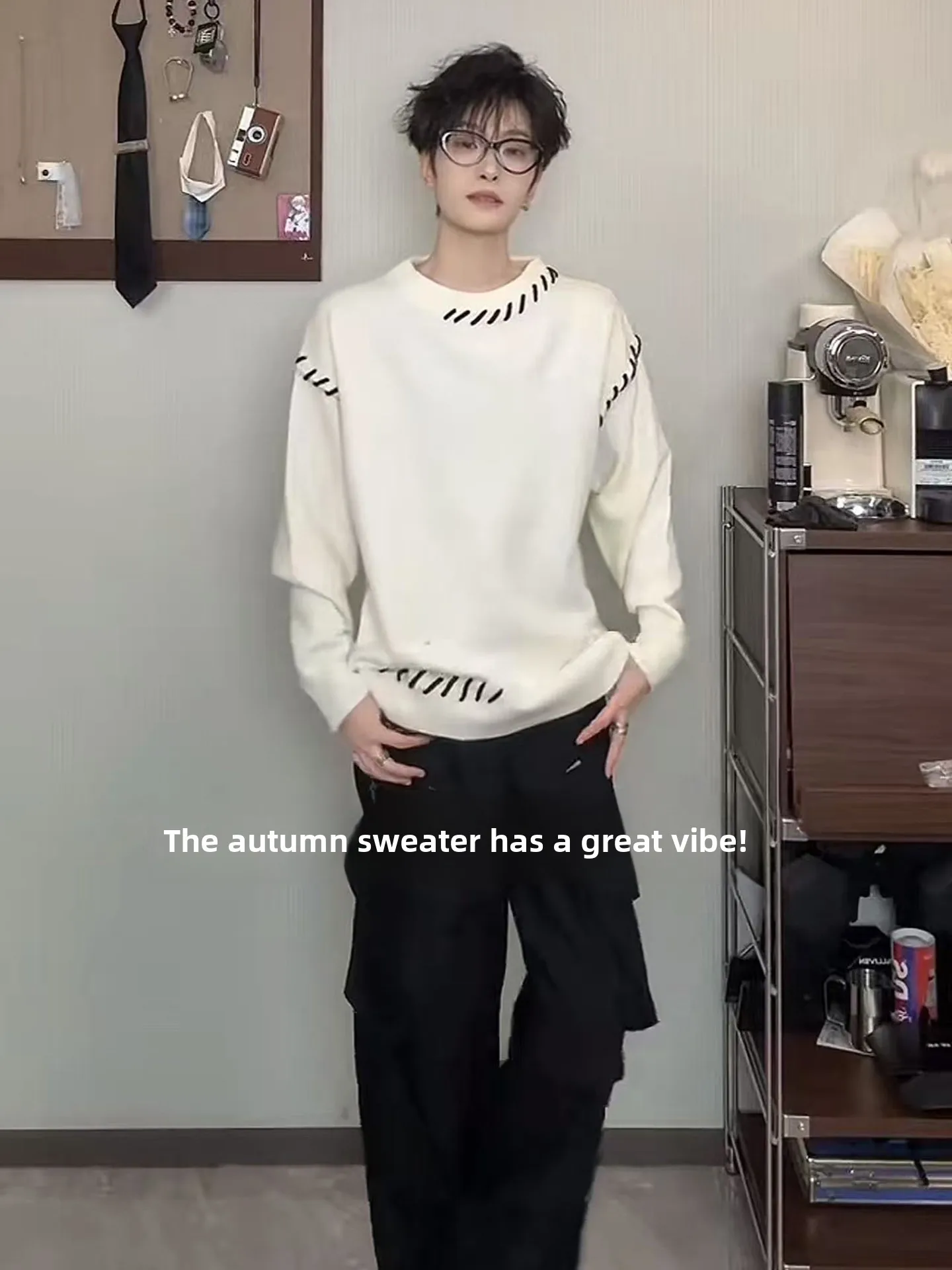 

Мужской трикотажный свитер с круглым вырезом, повседневный, с цветными блоками и декоративной строчкой, осенне-зимний, модный дизайн, свободный крой, длинный рукав