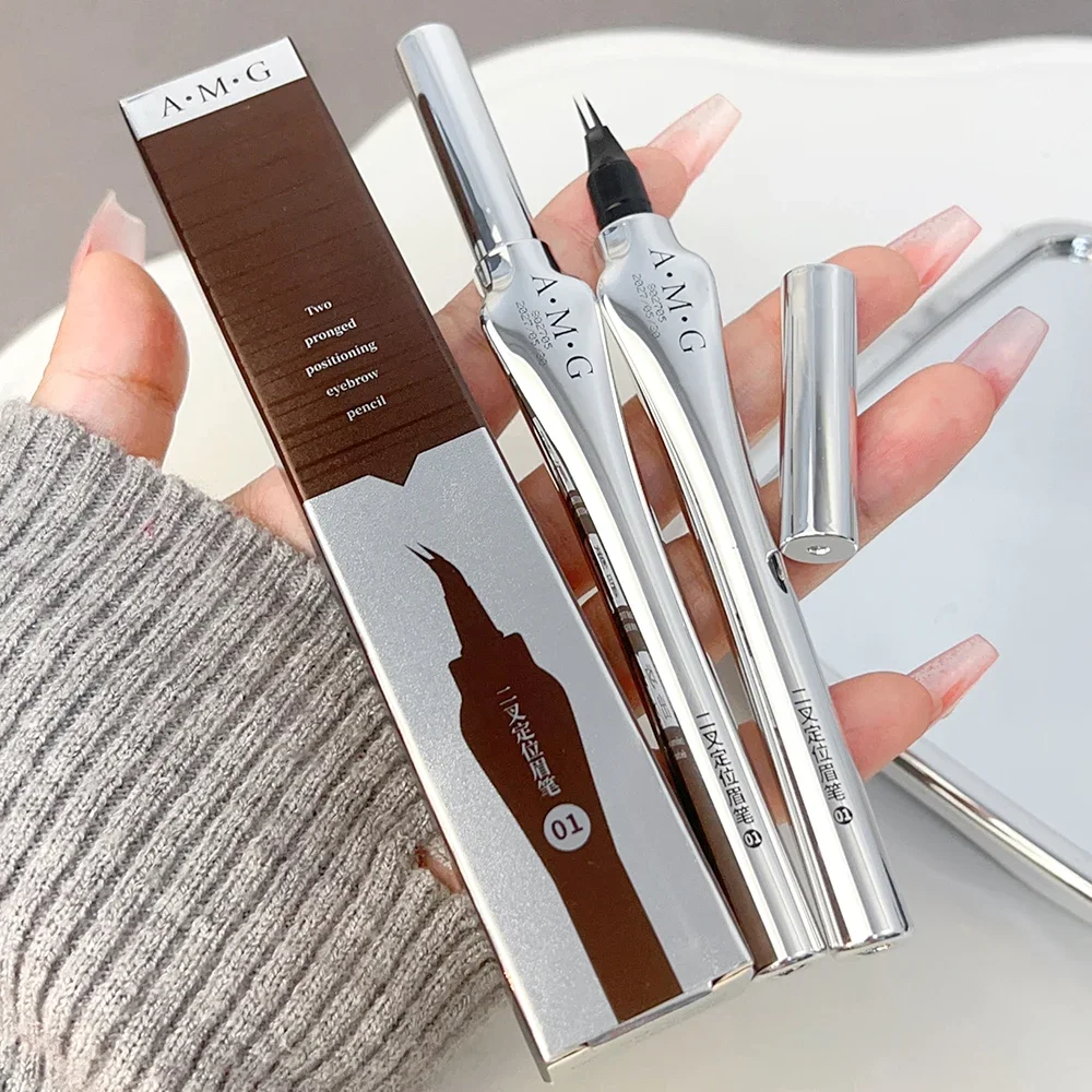 Multifunction 2 Fork Water Eyebrow Pen Natural Easy To Color No Smudging Eyeliner Lower Eyelash Lasting Easy To Grip Brow Pencil