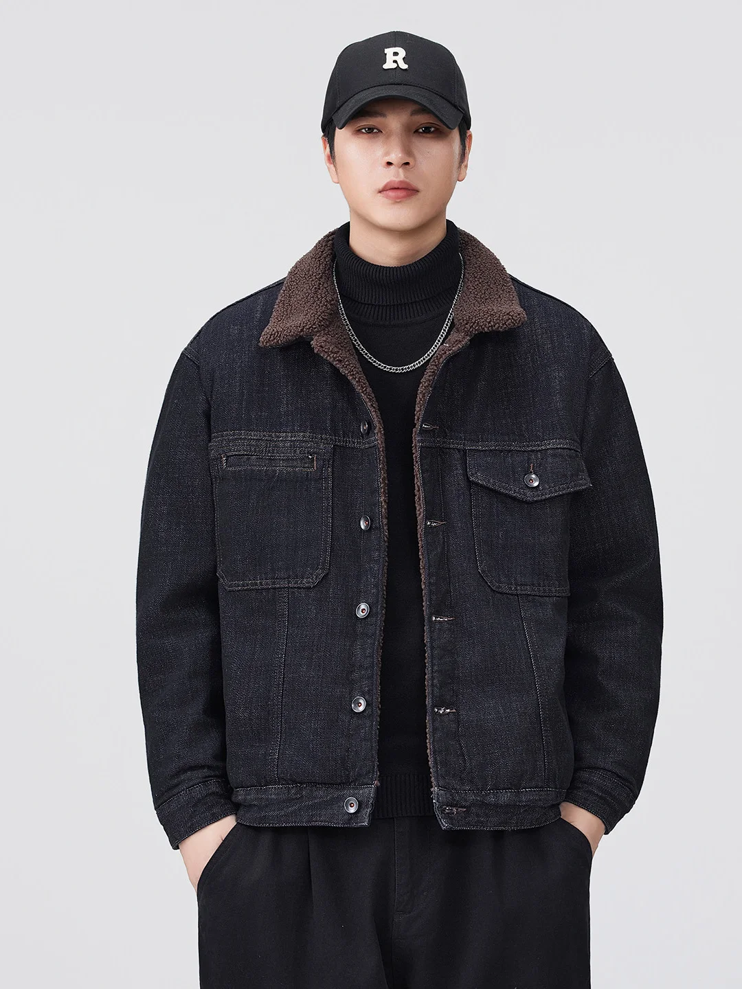 

Ретро-куртка из американского бархата и утолщенного денима для мужчин, новая зимняя теплая хлопковая рабочая куртка, молодежная повседневная куртка с длинными рукавами