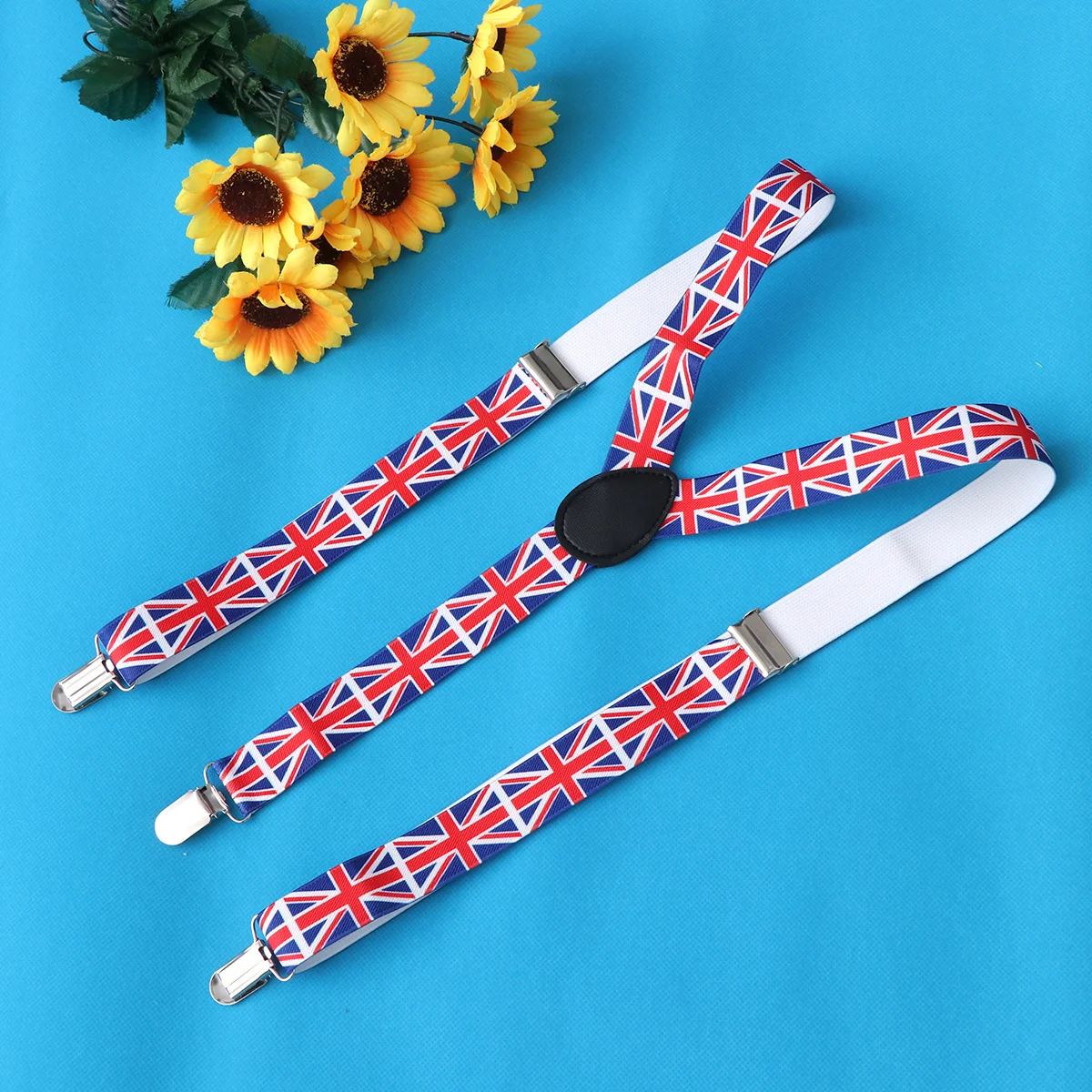 Suspensórios elásticos com estampa de bandeira do reino unido, suspensórios ajustáveis em forma de y, ajuste seguro para shorts jeans, calças, moda unissex elástica