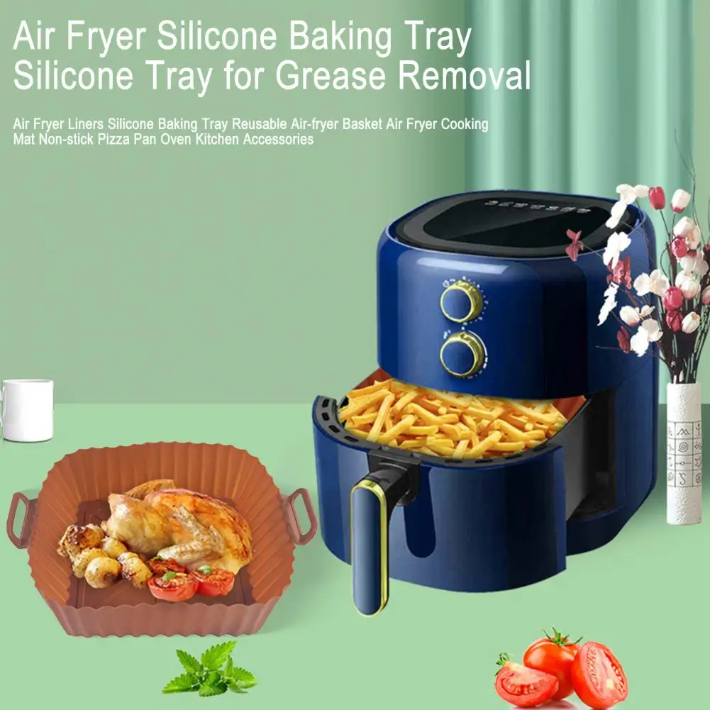 

Air Fryer Cooking Mat Silicone Air Fryer Liners Reusable Baking Tray Non-stick Pizza Pan Set Kitchen for Airfryer for Grease