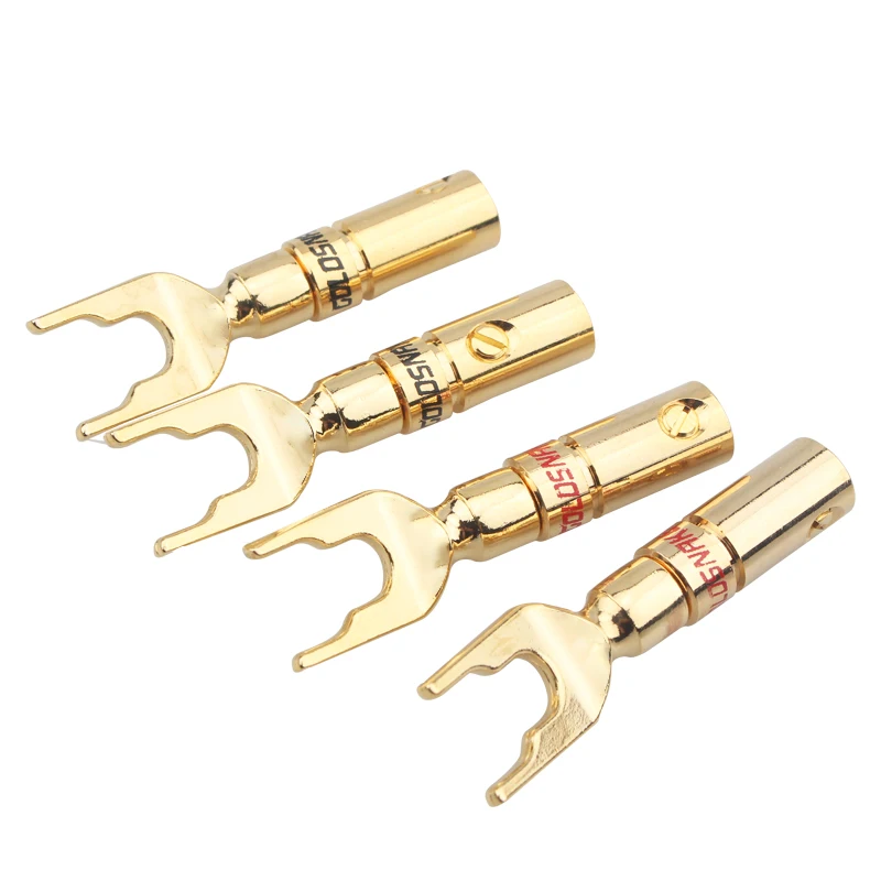 hifi Gold Plated U Shape Y Spade Plug Non-welding HiFi Audio Speaker Cable Connector