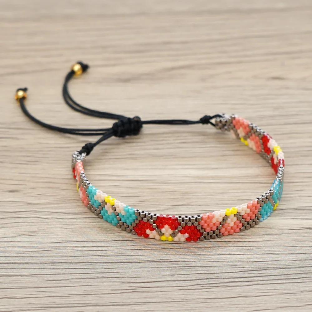 

Beaded Bracelet Hand woven fashion Versatile Daisy originality Adjustable Bohemia Unisex Rice Ball Bracelet