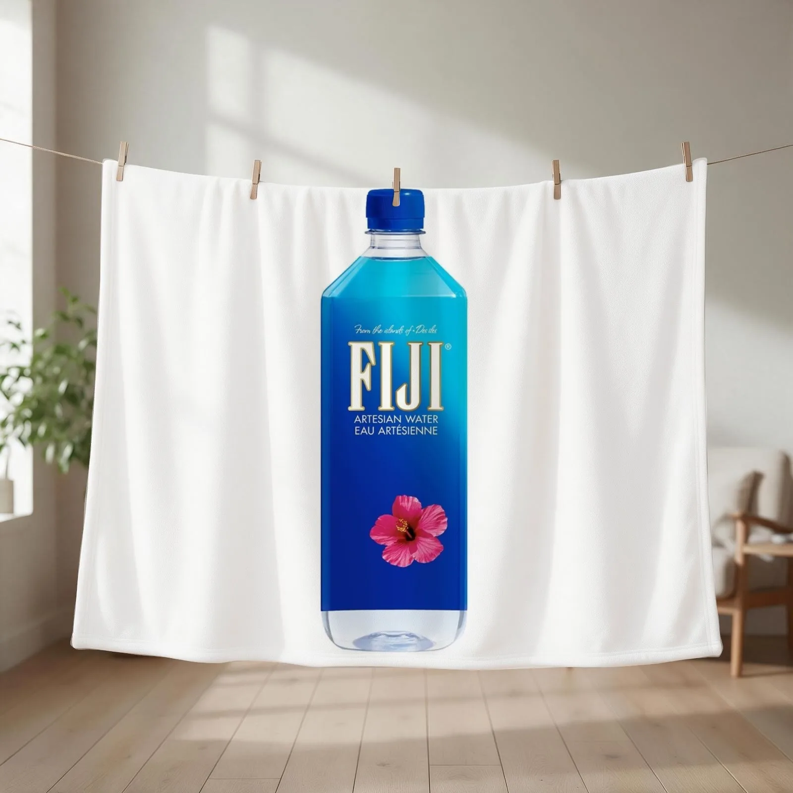 FIJI Water Bottle Throw Blanket couch cozy soft plush fuzzy picnic outdoor blanket
