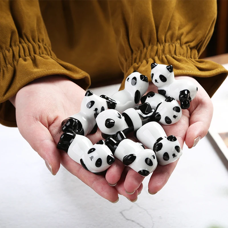 Cute Panda Underglaze Ceramic Chopstick Holder Tableware Restaurant Spoon Bracket Utensil for Kitchen Supplies Home Centerpiece image 4