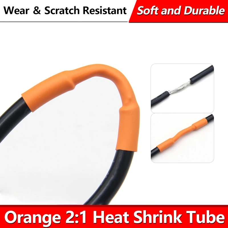 1~10M Orange 2:1 Shrink Ratio Heat Shrink Tube Diameter 1~50mm Insulated Cable Protecctor Connector Sleeving DIY Wrap Wire
