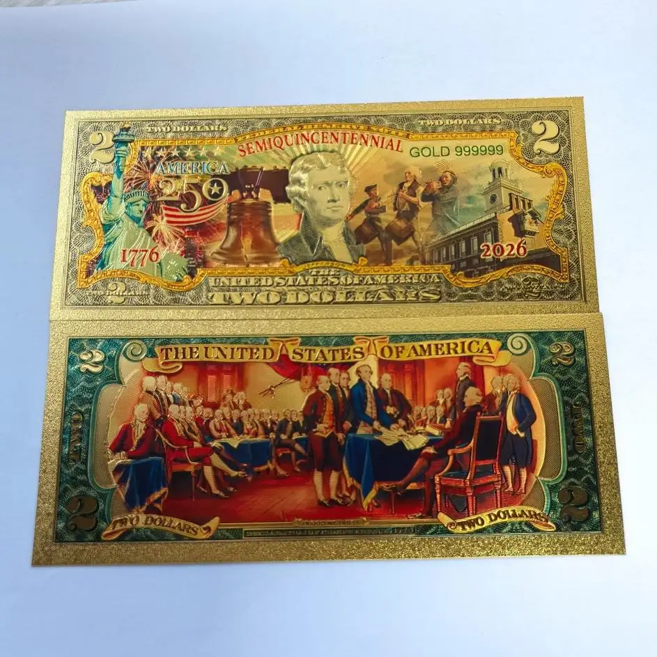 1/10 قطعة ذهبية 2025 دولار أمريكي مطلي بالذهب الأوراق النقدية الذهب 999999 الأوراق النقدية التذكارية ديكور المنزل هدية